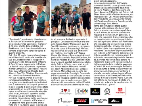 Il Team Abruzzo Bike al fianco di “Pedalando” movimento di resistenza al Parkinson