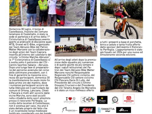 1° Cicloturistica di Castelbasso. Il Team Abruzzo Bike alla scoperta delle colline teramane.